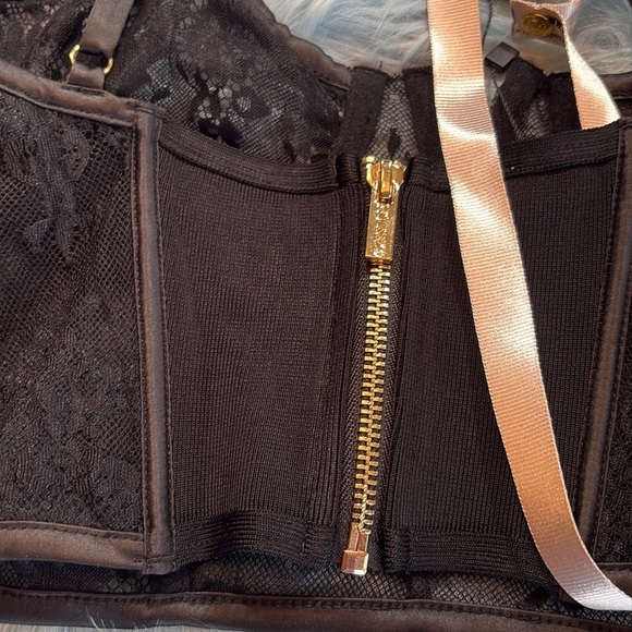 NWT House of CB Bustier Corset Sheer Overlay Black - Picture 8 of 11